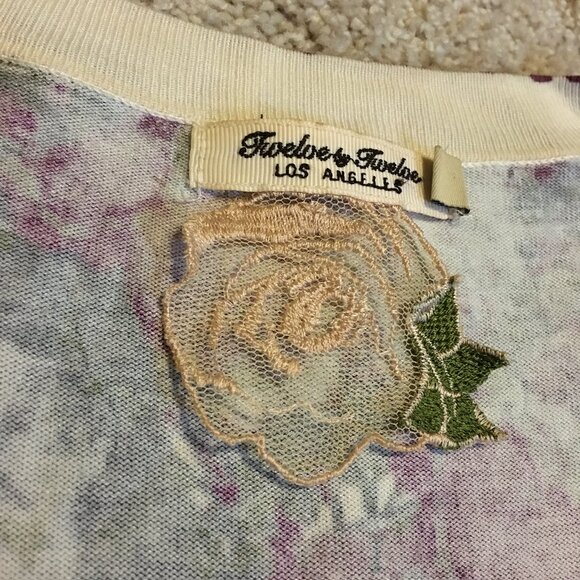 Twelve By Twelve Long Button Down Floral Cardigan With Puff Sleeves - Picture 7 of 13